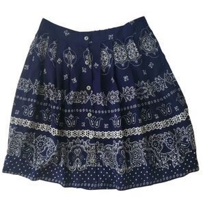 Navy paisley print pleated skater circle skirt by xhilaration / Junior's Small